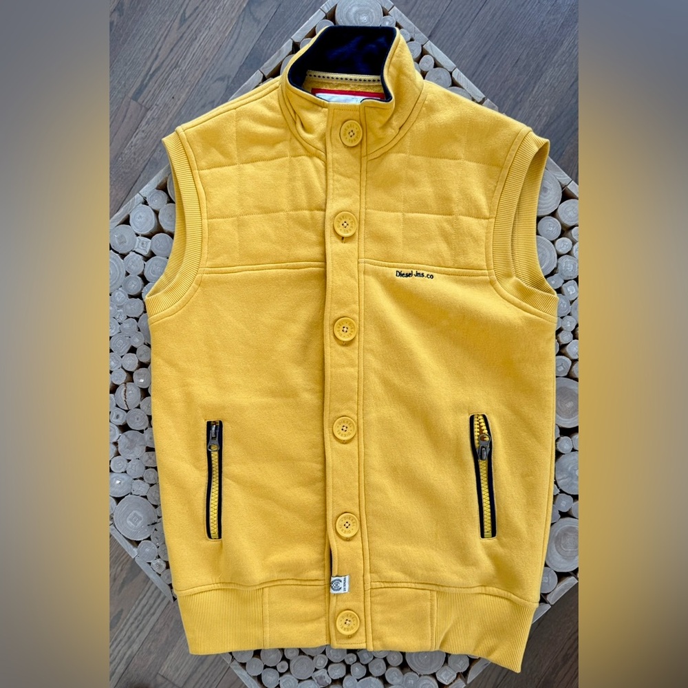 Diesel Yellow Quilted Vest with Sporty Design